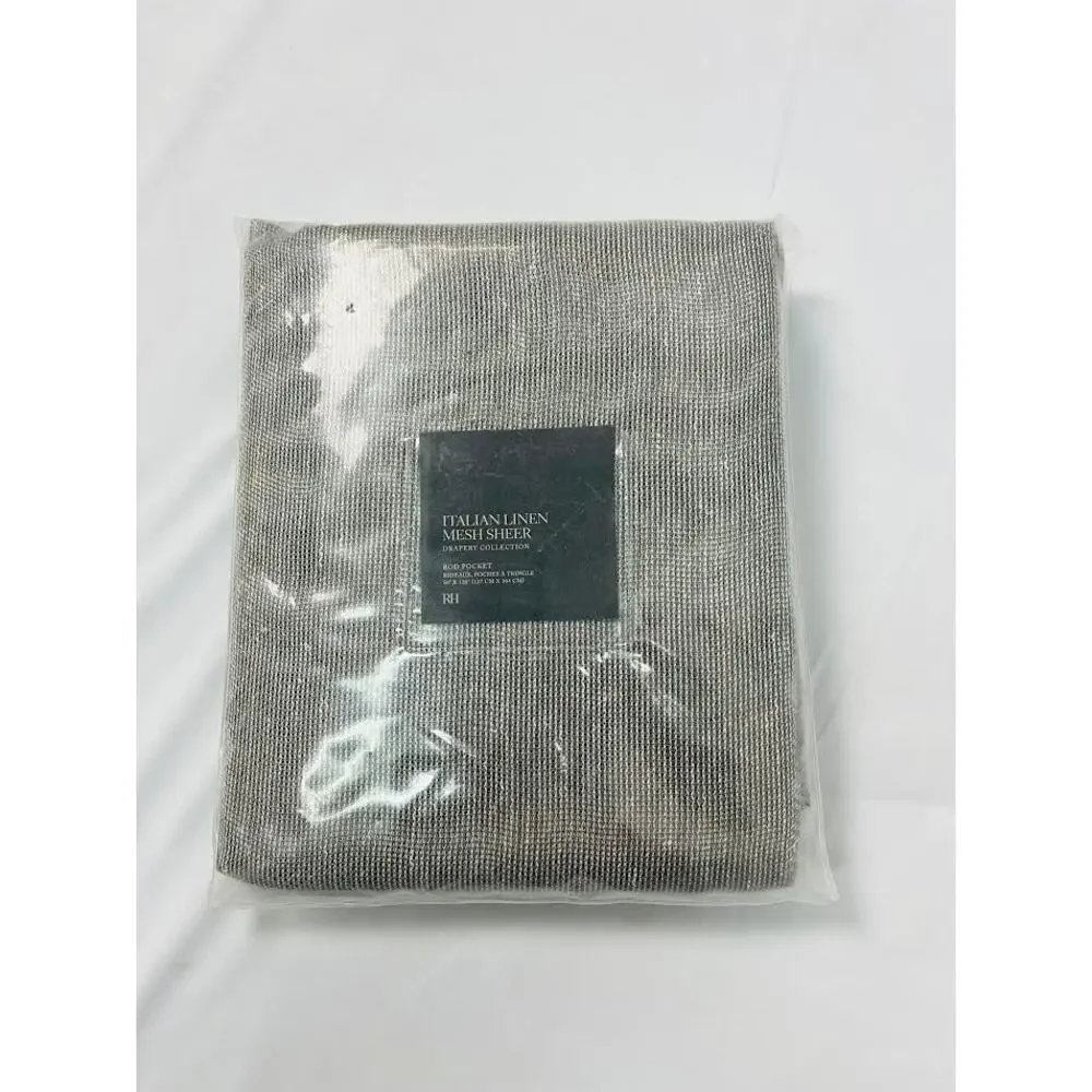 NEW! Hardware Italian Linen Mesh Sheer Drapery- GRAY, 50